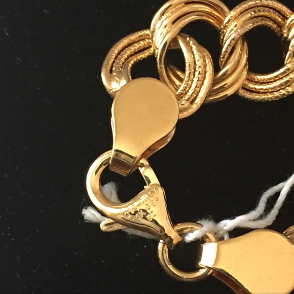 Unique Graduated Garibaldi stamped clasp Italian Link Necklace - Picture 3 of 8